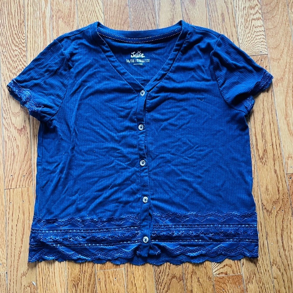 Girls Justice Lace Button Top Size 16/18